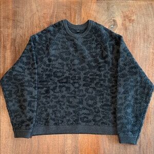 Lululemon athletica Black Textured Leopard-Print Crewneck Sweater